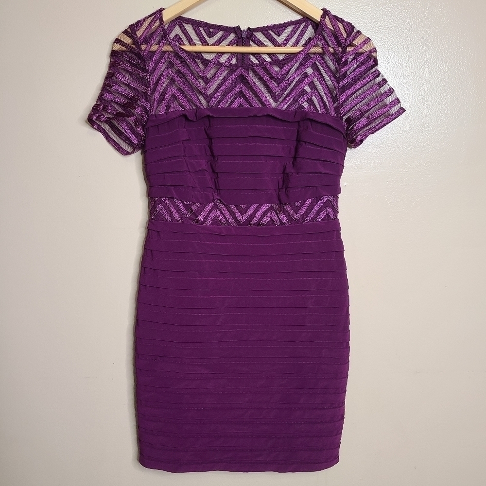 Adrianna Papell Purple Chevron Bandage Dress